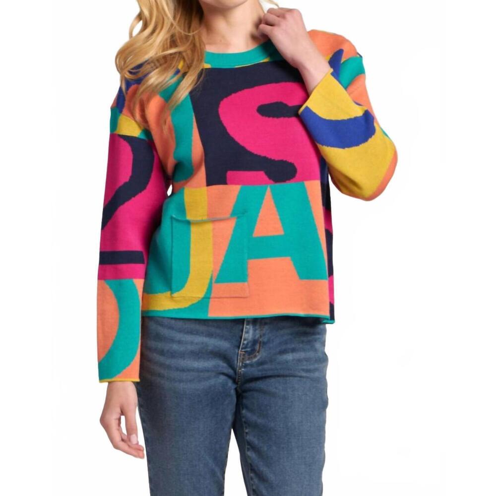 NEW APNY graphic graffiti pullover sweater in multi